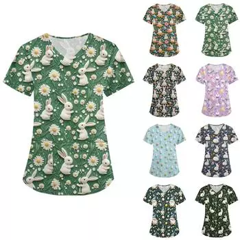 Женская печатная униформа рабочая униформа с V-образным вырезом и карманами защитная униформа защитная униформа XL