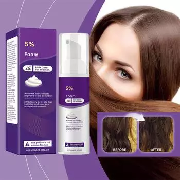 Женская пена для роста волос, бесплатная для мытья, густая пена для ухода за волосами, питательный лосьон для ухода за кожей головы, мягкий и увлажняющий, 100 мл One Size фиолетовый