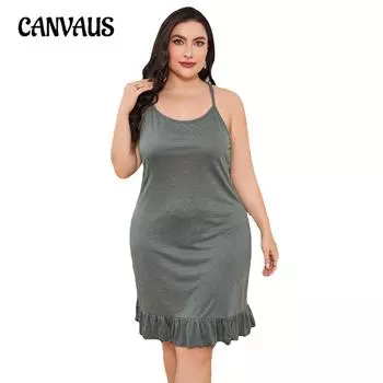 Женская пижама больших размеров, летняя сексуальная ночная рубашка на слинге, женская домашняя одежда