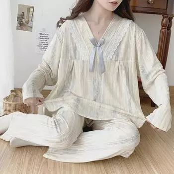 Женская пижама больших размеров Sweet Princess - брюки с длинными рукавами для весны и осени 2024 года M