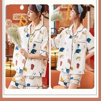 Женская пижама из трех предметов, женский летний хлопковый комплект с короткими рукавами для отдыха и весны и осени, спортивный кардиган, домашняя одежда L