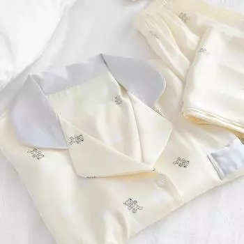 Женская пижама Little Bear French Y2k Elegant Harajuku Lazy Casual Nightgown New Summer M бежевый