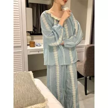 Женская пижама, новый осенне-весенний комплект с длинными рукавами, мягкая пижама с рисунком медведя, женский домашний комплект для сна, кардиган M