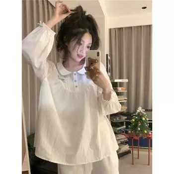 Женская пижама, новый осенне-весенний комплект с длинными рукавами, мягкая пижама с рисунком медведя, женский домашний комплект для сна, кардиган M