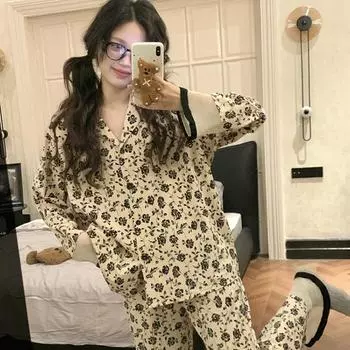 Женская пижама, новый осенне-весенний комплект с длинными рукавами, мягкая пижама с рисунком в полоску, женский домашний комплект для сна, кардиган M