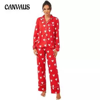 Женская пижама осень и зима с принтом «Любовь» рубашка с длинными рукавами брюки домашняя одежда костюм S белый