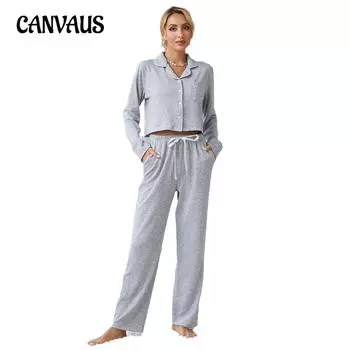 Женская пижама осень и зима утолщенный кардиган с длинными рукавами брюки домашняя одежда костюм S светло-серый