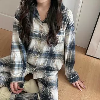 Женская пижама осень-весна с длинным рукавом, мягкий комплект для сна, полосатая пижама с рисунком, женский домашний комплект для сна, кардиган M