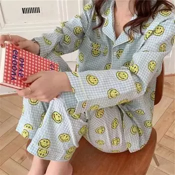 Женская пижама осень-весна с длинным рукавом, мягкий комплект одежды для сна, сетчатый цветочный мультяшный пижамный женский домашний комплект одежды для сна, кардиган M