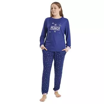 Женская пижама с длинными рукавами и круглым вырезом CP0400 L синий