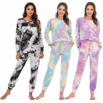 Женская пижама с длинными рукавами, повседневный комплект из двух предметов с сумкой и толстовкой S