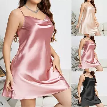 Женская пижама с круглым вырезом и рюшами, сексуальная пижама с пятном, ночная рубашка, сексуальное женское белье XXL бежевый