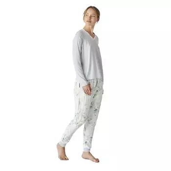 JJBEP1101 Женская пижама с длинными рукавами и V-образным вырезом L серый