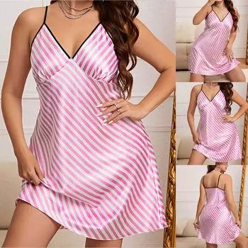 Женская пижама с v-образным вырезом и оборками, сексуальная пижама с пятном, ночная рубашка, сексуальное женское белье XXL розовый