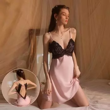 Женская пижама с V-образным вырезом, платье для сна, сексуальная атласная шелковая ночная рубашка, женская ночная рубашка, нижнее белье, женская ночная рубашка, ночные рубашки S
