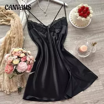 Женская пижама Соблазнительная сексуальная ночная рубашка Модная простая ночная рубашка с бретельками через шею S белый