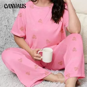 Женская пижама весна-лето милые брюки с короткими рукавами два комплекта домашней одежды 1XL разноцветный