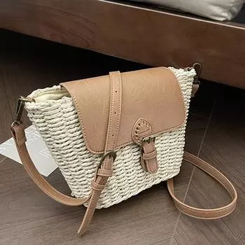 Женская плетеная соломенная сумка из ротанга, сумка на плечо, пляжный курс, пляж