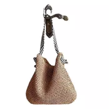 Женская плетеная сумка через плечо, пляжная сумка DY1002 коричневый