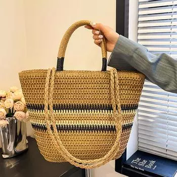 Женская плетеная сумка через плечо, сумка на плечо, большая соломенная сумка для пляжной вечеринки, лето, новый дизайн