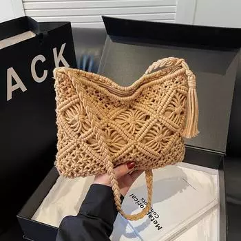 Женская плетеная сумка для мобильного телефона Bohemian Wind Bag, пляжная сумка через плечо для отдыха на море оранжевый