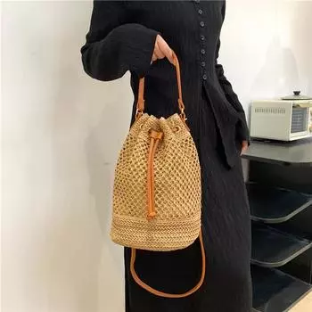 Женская плетеная сумка из ротанговой соломы, пляжная сумка, сумки-мессенджеры, бежевые сумки цвета хаки, летняя мода, креатив