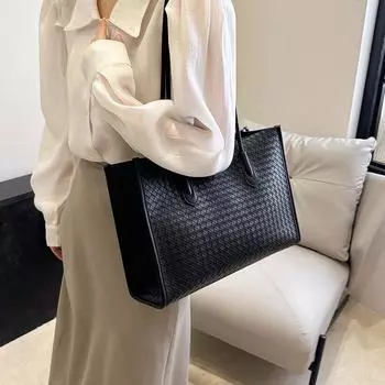 Женская плетеная сумка, сумка через плечо большой емкости, модный и повседневный комплект из двух предметов, простая и большая сумка для путешествий. белый