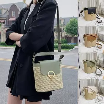 Женская плетеная сумка-тоут, пляжная уличная соломенная сумка, летняя сумка на плечо коричневый