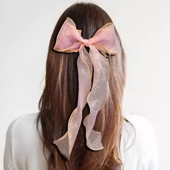 Женская плетеная заколка для волос с хвостиком, растяжки со звездами, длинная лента, декор с бантом, верхняя шпилька для волос, детский головной убор розовый