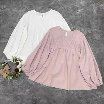 Женская плиссированная рубашка с длинными рукавами и круглым вырезом Johnature, ранняя осень, винтажные простые французские блузки One Size розовый