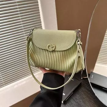 Женская плиссированная сумка через плечо зелёный