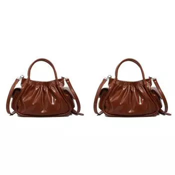 Женская плиссированная сумка через плечо из искусственной кожи, модная сумка-тоут в облаке, шикарная сумка через плечо (коричневый)