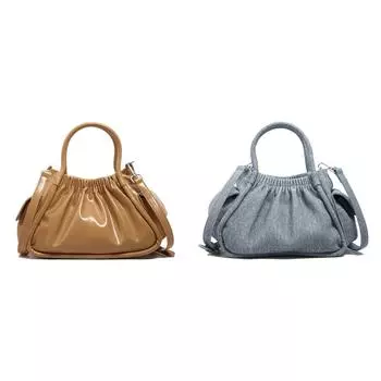 Женская плиссированная сумка через плечо из искусственной кожи, модная сумка-тоут в облаке, шикарная сумка через плечо (хаки)