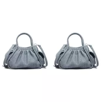 Женская плиссированная сумка через плечо из искусственной кожи, модная сумка-тоут в облаке, шикарная сумка через плечо (синий)