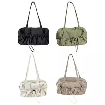 Женская плиссированная сумка через плечо, многоцелевая модная сумка-тоут, сумка через подмышку, повседневная, большая вместимость, нагроможденная сумка для покупок, дорожная сумка для поездок на работу хаки