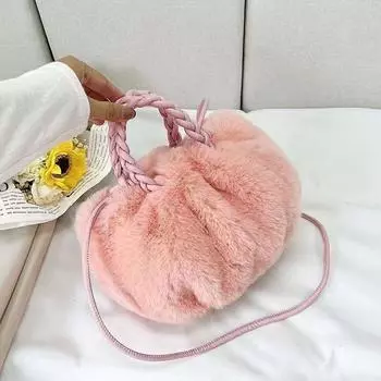 Женская плиссированная сумка Cloud Furry Crossbody - симпатичная французская зимняя сумка Niche Korean розовый