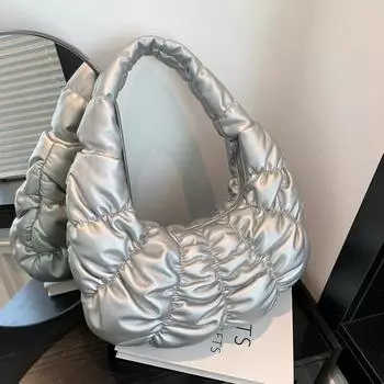 Женская плиссированная сумка из рога, универсальная повседневная сумка подмышкой, большая вместимость, одно плечо, высокое качество, новая