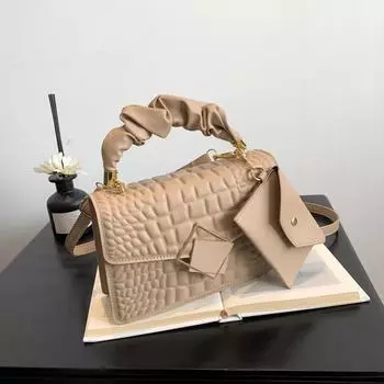 Женская плиссированная сумка на весну, универсальная, через плечо, маленькая квадратная сумка белый