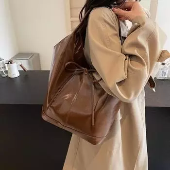 Женская плиссированная сумка-тоут большой вместимости сумка через плечо с бантом белый