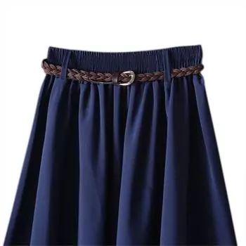 Женская плиссированная юбка длиной до колена с высокой талией, винтажные юбки-солнце с большим бантом и поясом One Size армия зеленый