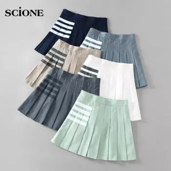 Женская плиссированная юбка-платье в японском стиле, весенняя плиссированная юбка для колледжа, боковая молния на подкладке, юбка трапециевидной формы, короткие юбки XS белый