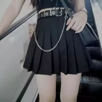 Женская плиссированная юбка с высокой талией Юбка трапециевидной формы Женская короткая юбка Теннисная юбка для девочки Юбка-зонтик XS чёрный