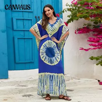 Женская пляжная накидка с принтом и V-образным вырезом, длинное праздничное пляжное платье, бикини больших размеров, накидки One Size чёрный