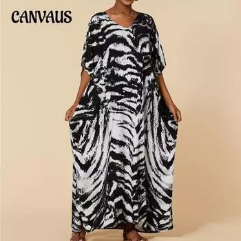 Женская пляжная накидка с принтом, свободная праздничная рубашка от солнца больших размеров, накидка на бикини One Size