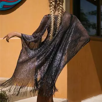 Женская пляжная одежда, сверхлегкое очаровательное платье без запаха, отличное платье-бикини, туника для девочек золотистый