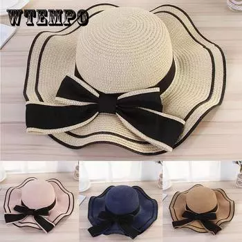 Женская пляжная соломенная шляпа Jazz Sunshade Panama Trilby Fedora Hat Gangster Cap one size бежевый