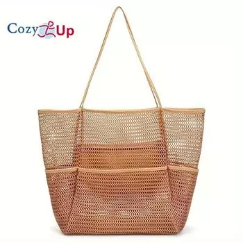 Женская пляжная сумка через плечо Cozy Up Mesh Beach Tote 38x35x17cm розовый