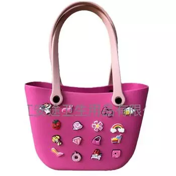 Женская пляжная сумка EVA Macaron Bogg с самодельными этикетками - универсальная сумка с крокодиловой дыркой и корзиной для овощей Pink