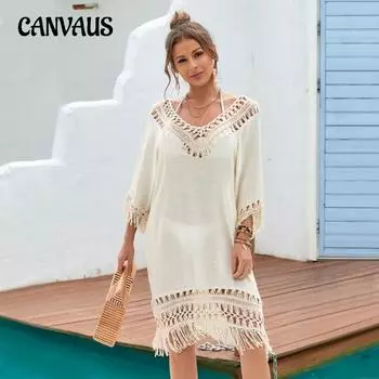 Женская пляжная толстовка с кисточками, длинное пляжное платье, пэчворк, пляжная юбка