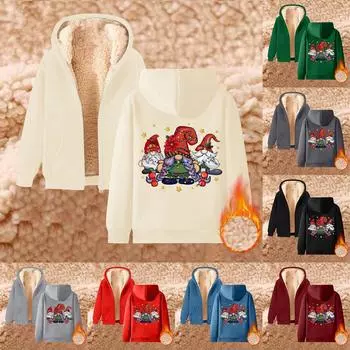 Женская плюшевая и толстая теплая свободная куртка-кардиган с капюшоном и принтом M чёрный